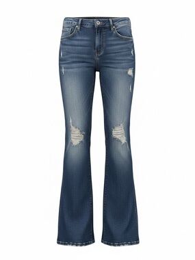 Vigoss Mid Blue Flare Jeans Juniors 11/12 Distressed Retro Denim Trendy